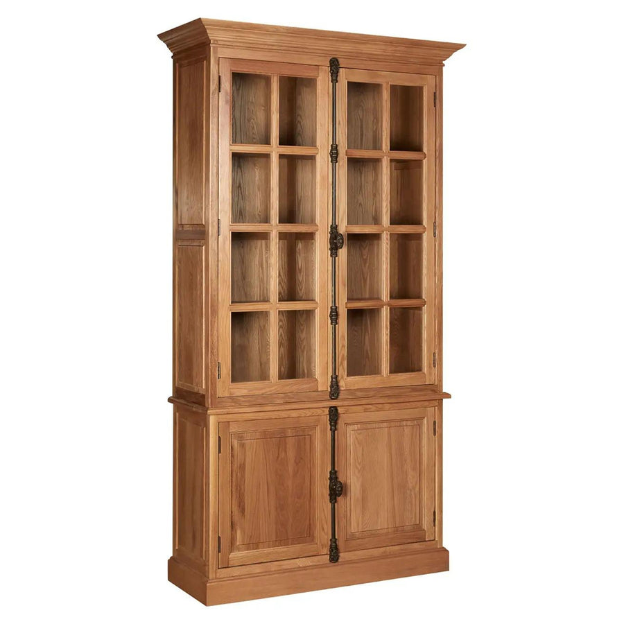 Amerikai tölgyfából készült vitrines könyvszekrény.
