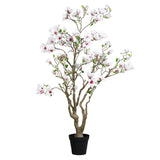 Fehér mű magnóliafa 200 cm fekete cserépben, teljes nézet