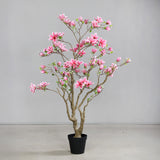 Nagyméretű rózsaszín mű magnóliafa beltéri környezetben