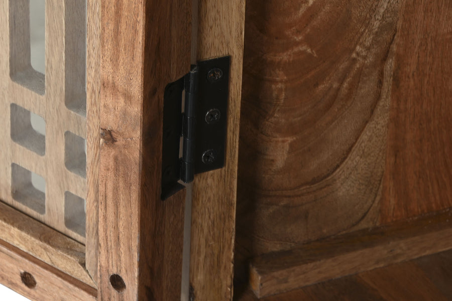 Mangófából és vasból készült, 2 ajtós tároló szekrény.