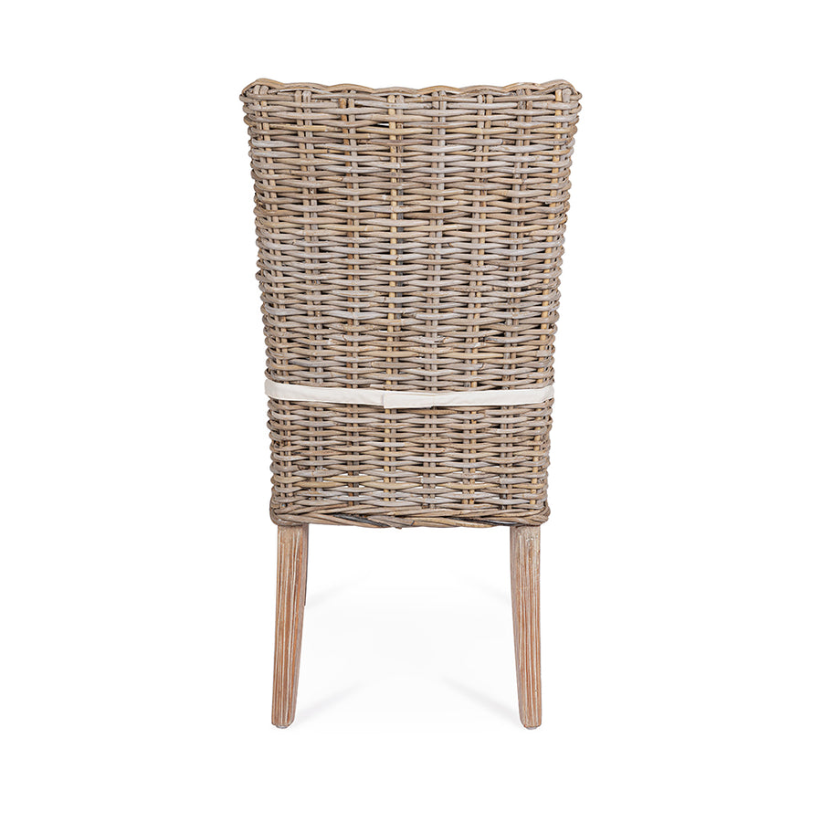 MANOEL natúr rattan étkezőszék hátulnézetből, fonott háttámlával.