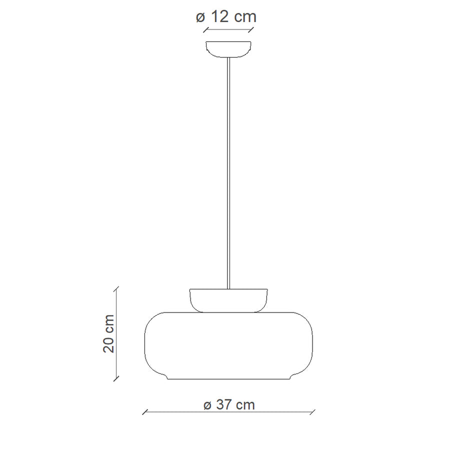 Formatervezett kortárs design lámpa méretes rajza.