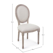 Fehér pigmentes olajjal kezelt, tömör nyírfából készült, ekrüszínű pamutvászonnal kárpitozott szék.