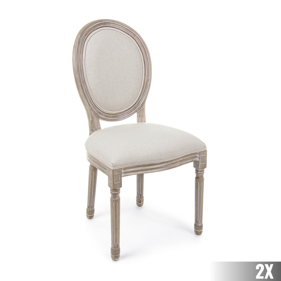 Fehér pigmentes olajjal kezelt, tömör nyírfából készült, ekrüszínű pamutvászonnal kárpitozott szék.