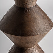 Barna színű design állólámpa, krém színű juta lámpaernyővel.