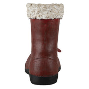 Kardinálispinttyel díszített, bordó színű mikulás csizma.