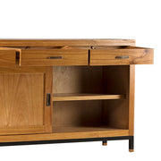 Tömör mindifából készült,, modern, loft stílusú kézműves tálaló bútor.