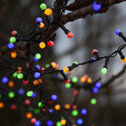 színes mini LED izzósor dekoráció kertben