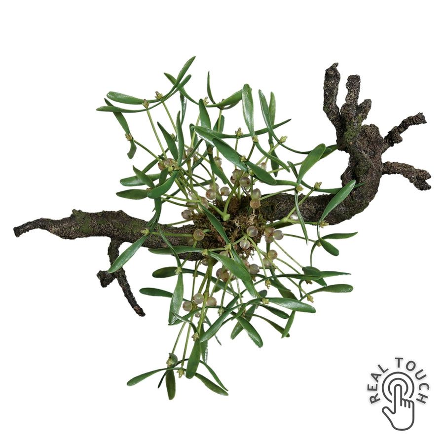 Zöld mű fagyöngy bokor Real Touch hatással, 40 cm hosszú és 35 cm átmérőjű karácsonyi dekoráció.