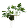 MONSTERA DELUXE zöld függeszthető mű könnyezőpálma dekoráció 80 cm, élethű levelekkel és mohagömb alapban