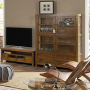 Loft stílusú, mindifából készült kézműves vitrines tárolószekrény