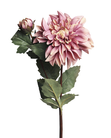 Élethű megjelenésű, fáradt rózsaszín színárnyalatú, 80 cm magas, dália művirág.