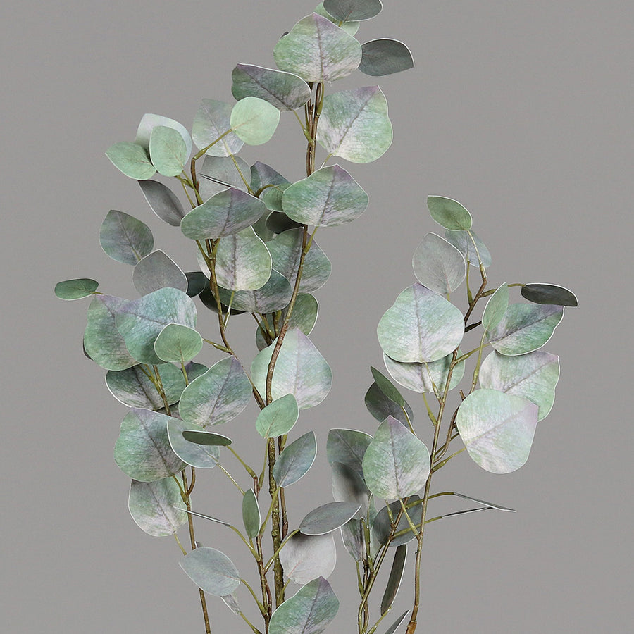 Kéttónusú, zöld színű eukaliptusz ág műnövény.