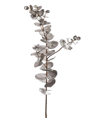 Ezüstös színű levelekkel rendelkező, dekor eukaliptusz ág műnövény.