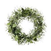 Fehér virágzatú mű levendula koszorú.