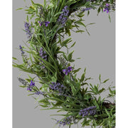 Liláskék virágzatú mű levendula koszorú.