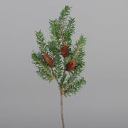 Tobozokkal díszített, zöld színű mű nobilis fenyő ág.