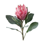 Bársonyos tapintású, pink színű szálas mű protea virág.