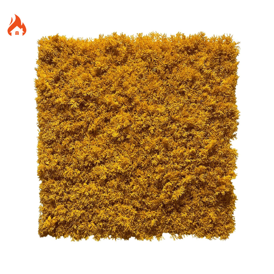 Muscus sárga tűzálló mű rénszarvas moha panel 50x50 cm-es méretben, élethű textúrával.