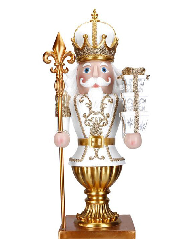 Nagy karácsonyi diótörő király 124 cm fehér-arany "Nutcracker"