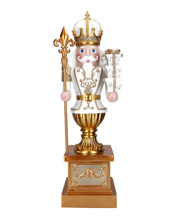 Nagy karácsonyi diótörő király 124 cm fehér-arany "Nutcracker"