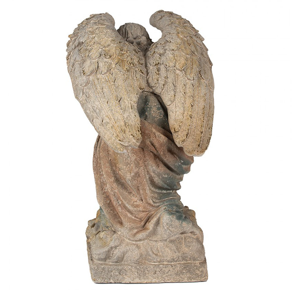 Kő hatású, antikolt felületű, rusztikus angyal figura.