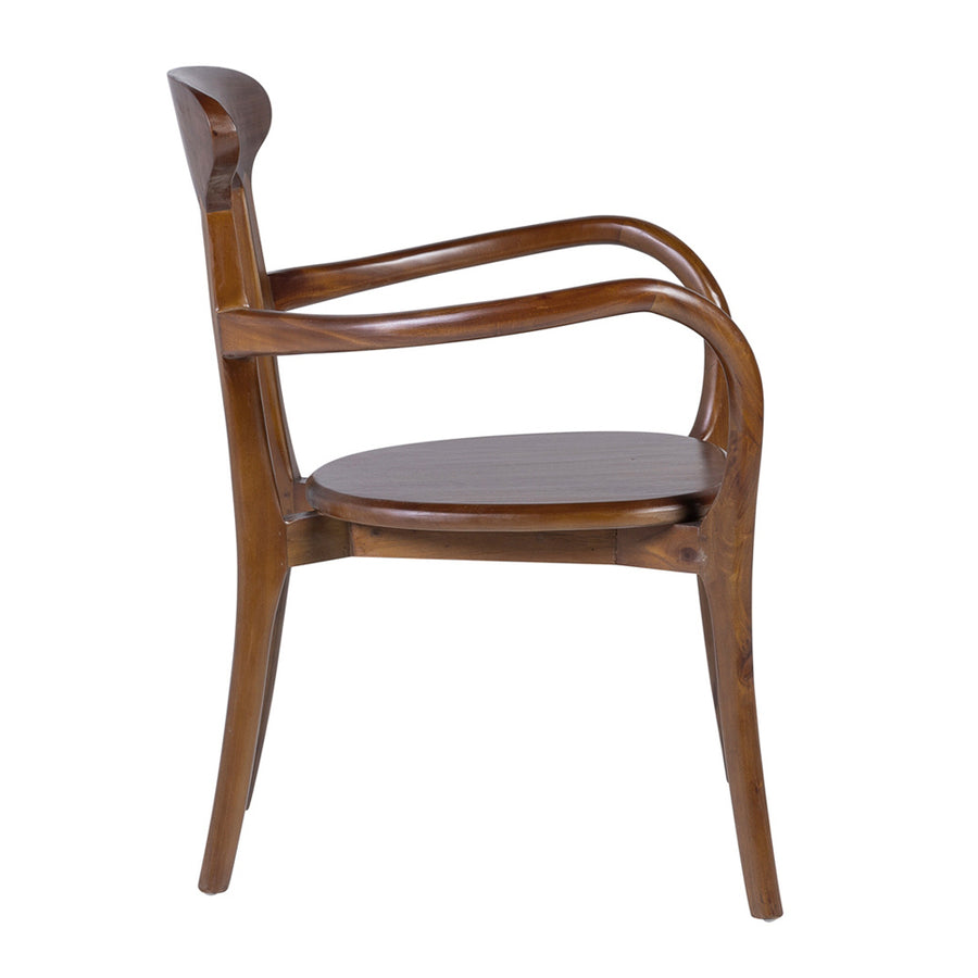 Art Nouveau stílusú, teakfából készült, kézműves design karosszék.