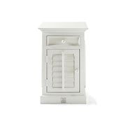 NEW ORLEANS fehér akácfa éjjeliszekrény lamellás ajtóval és fiókkal, balos kivitel 75 cm