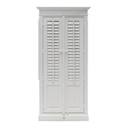 Fehér akácfa lamellás ajtós szekrény New Orleans kollekció 210 cm