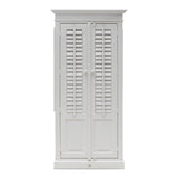 Fehér akácfa lamellás ajtós szekrény New Orleans kollekció 210 cm