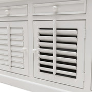 Fehér akácfa szekrény részlet lamellás ajtókkal