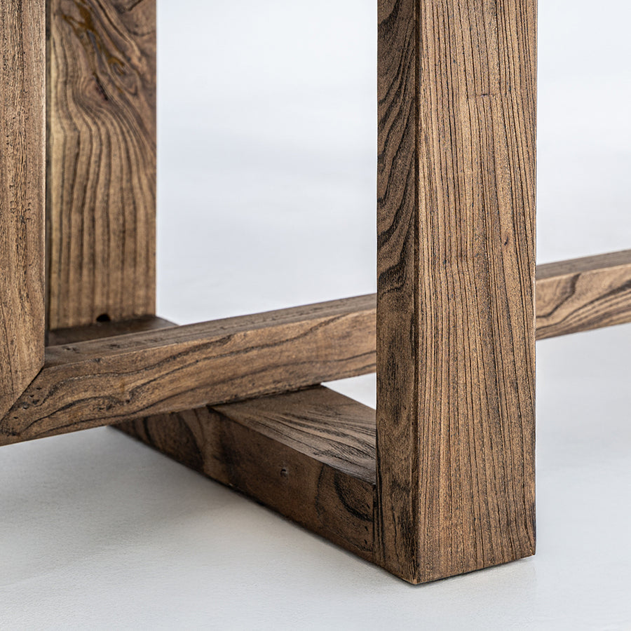 NORVIK natúr szilfa étkezőasztal – lábszerkezet részlet