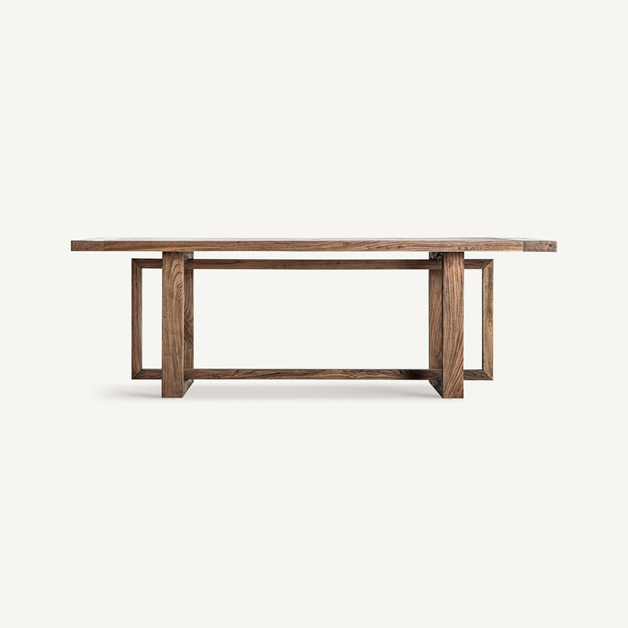 NORVIK natúr szilfa étkezőasztal 220 cm – előlnézet stúdiófotó