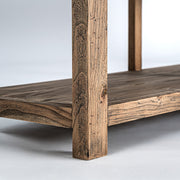 Norvik konzolasztal lábrész és alsó polc részlet közelről