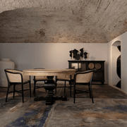 Nuchis fekete nyírfa karosszék hangulatos étkező enteriőrben