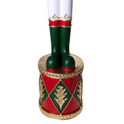 NUTCRACKER diótörő figura piros zöld arany dob formájú talapzata