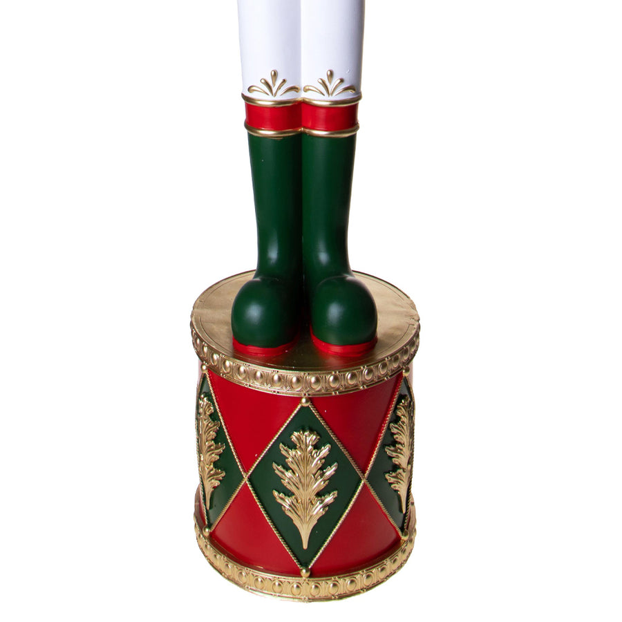 NUTCRACKER diótörő figura piros zöld arany dob formájú talapzata