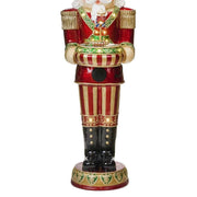 147 cm-es óriás diótörő figura piros arany egyenruhában LED-fényekkel