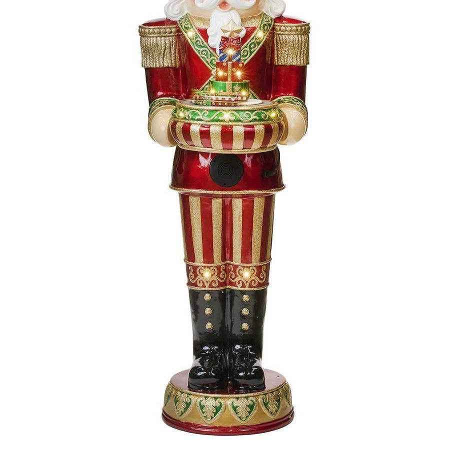 147 cm-es óriás diótörő figura piros arany egyenruhában LED-fényekkel