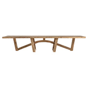 Natúr színű, újrahasznosított vasúti talpfából készült, exkluzív formatervezett étkezőasztal.