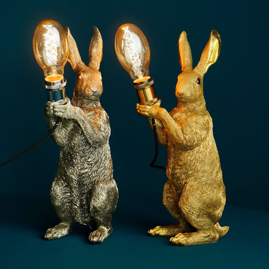 Kortárs, glamour stílusú, nyuszi figurás dizájn asztali lámpa.