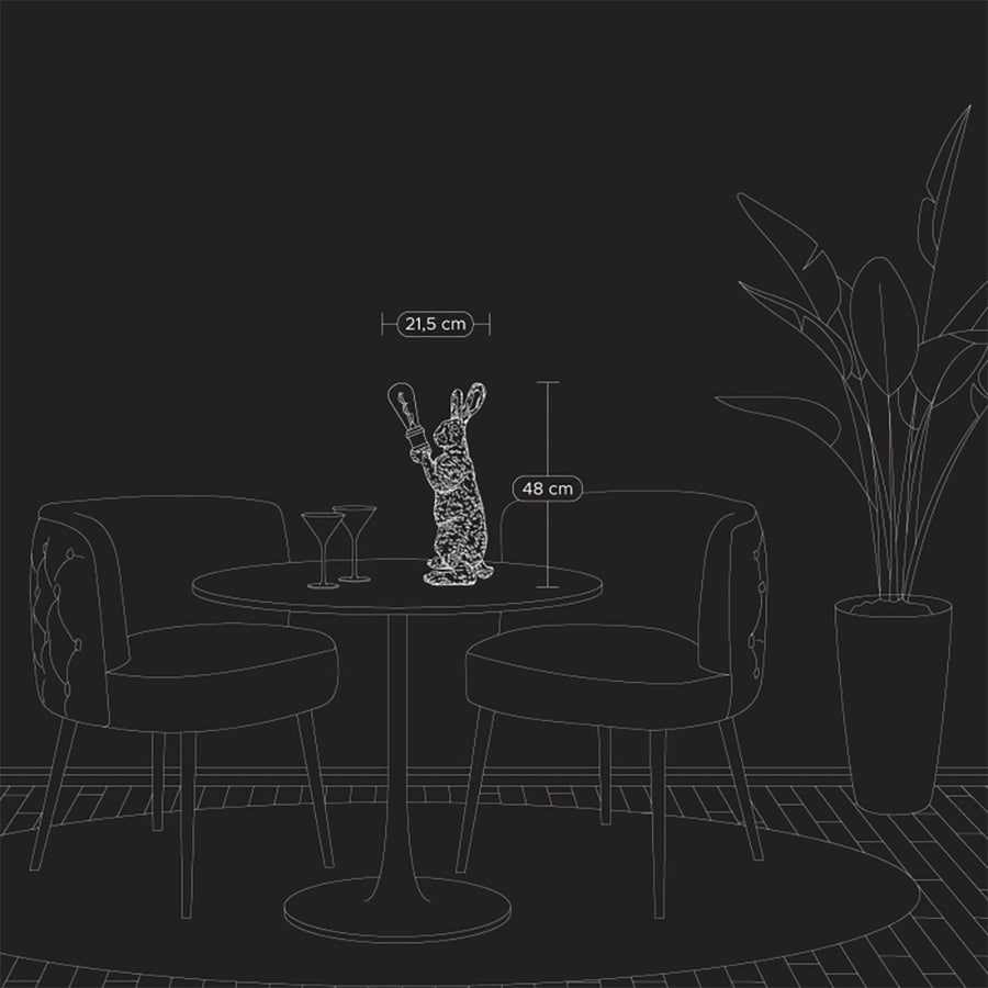 Kortárs, glamour stílusú, nyuszi figurás dizájn asztali lámpa.