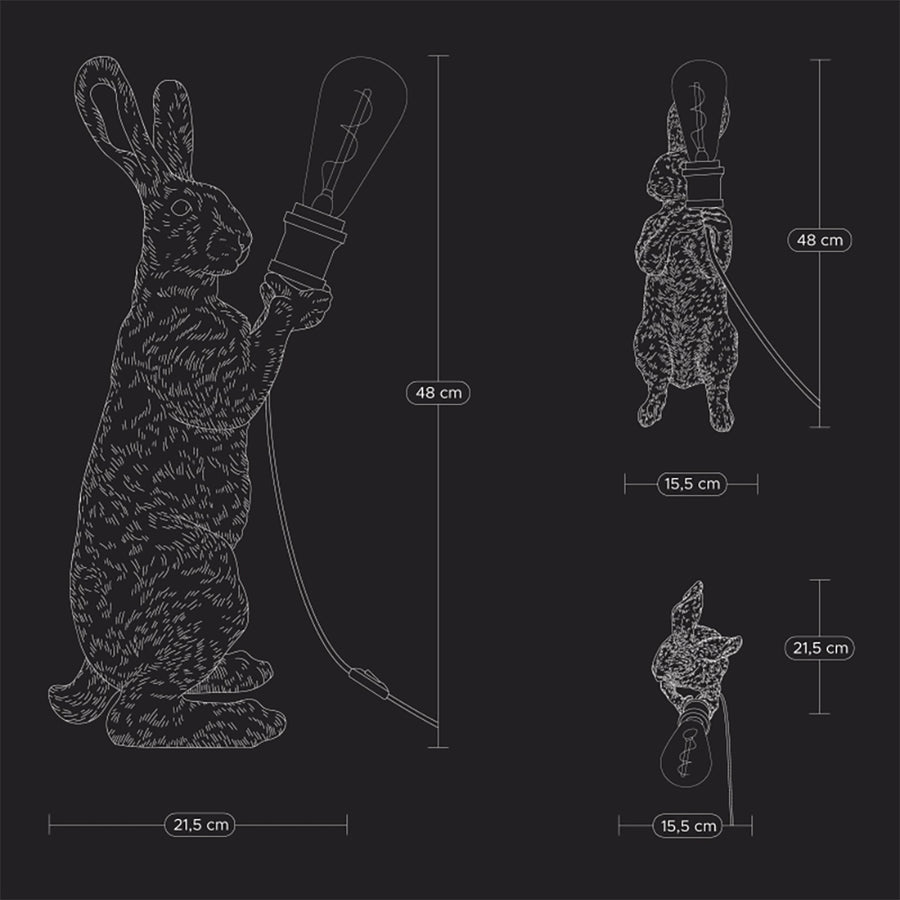 Kortárs, glamour stílusú, nyuszi figurás dizájn asztali lámpa.