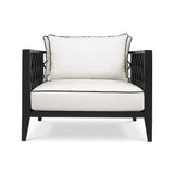 Ocean Club fekete kerti design fotel Sunbrella párnákkal elölnézetben