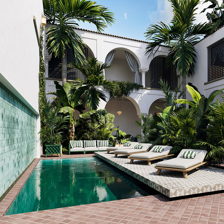 Ocean Club prémium kerti lounge kanapé luxus medenceparti környezetben