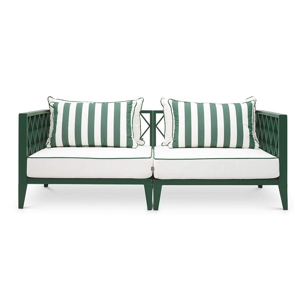 Ocean Club zöld kerti design kanapé 186 cm Sunbrella párnákkal elölnézet