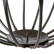 Fekete színű, vasból készült, gömb formájú kézműves lámpás