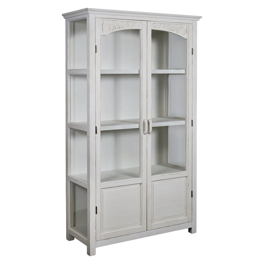 Old French antik krém vitrines szekrény üvegajtókkal, letisztult vintage formavilággal