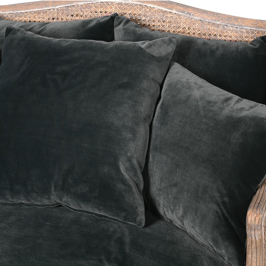 Old French kollekció sötétszürke bársony tölgyfa lounge fotel