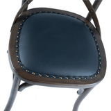 Old French bisztrószék ülőlap részlet, szegecselt PU borítással